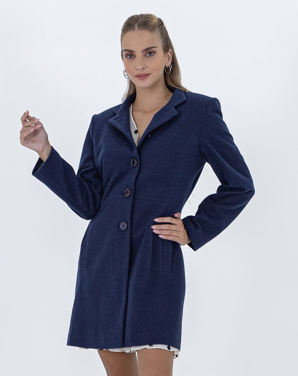Straight High Coat With Tall Collar