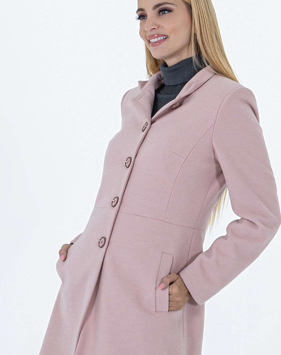 Straight High Coat With Tall Collar