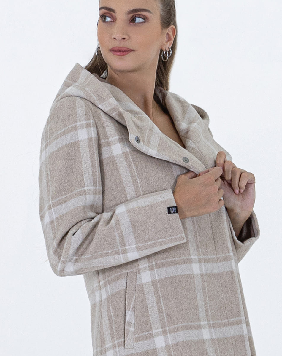 Checked Hooded Coat