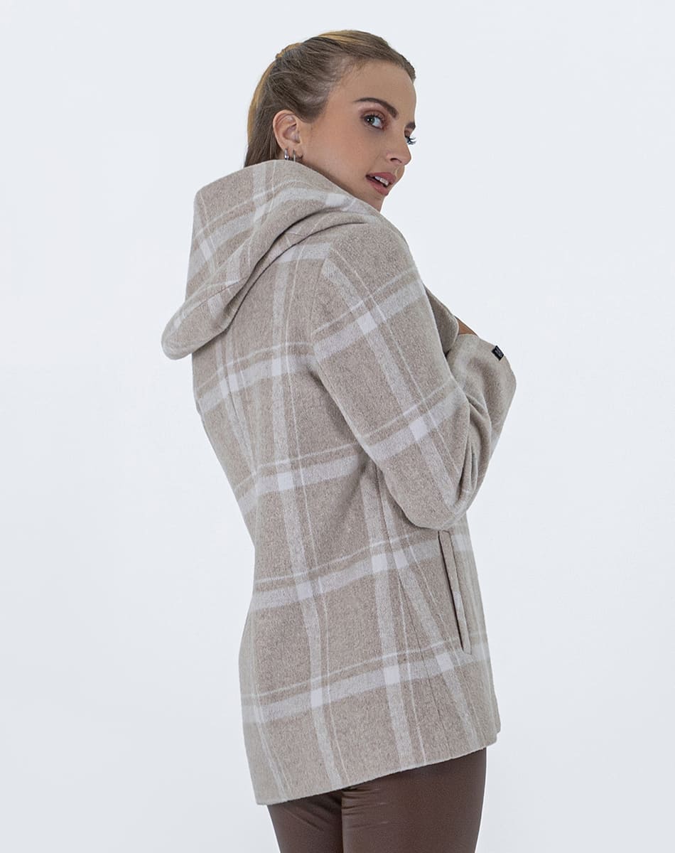 Checked hooded coat online