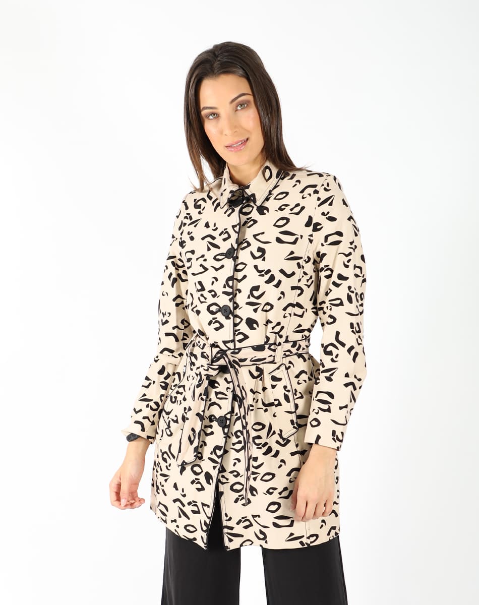 Leopard print trench coat