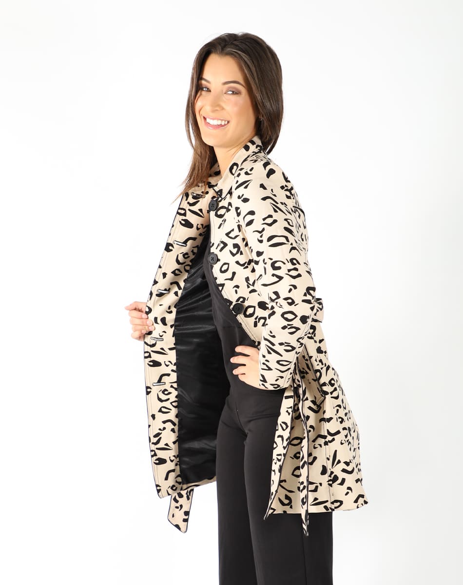 Leopard print trench coat
